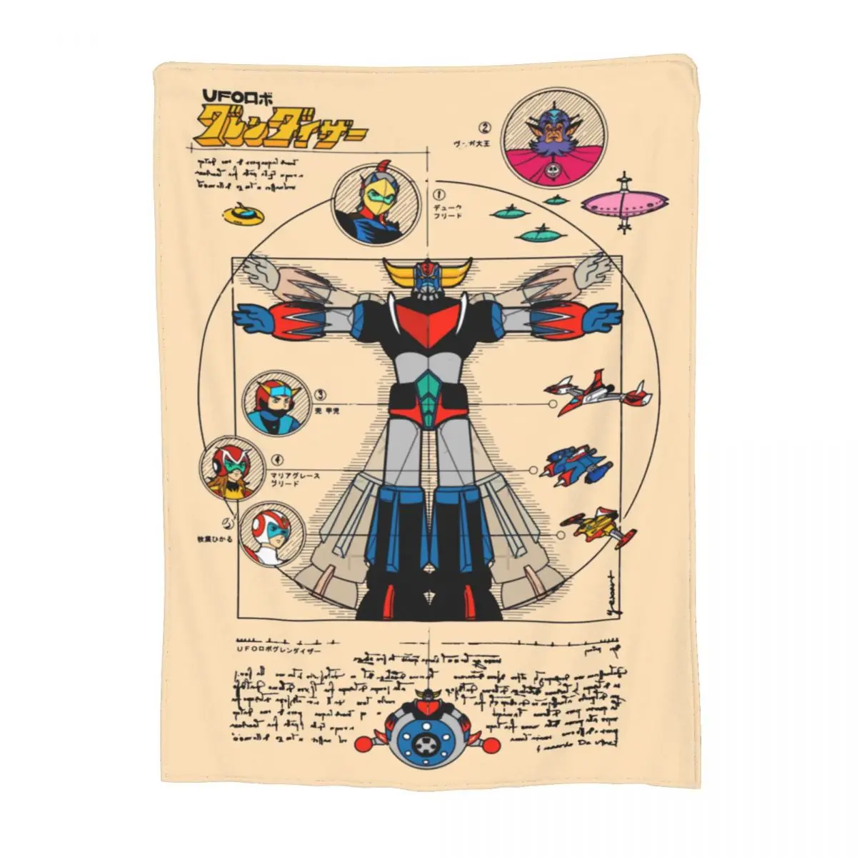 Anime UFO Robot Grendizer Goldorak Blanket Merch Room Decorative Goldrake Japan Robots Throw Blankets Warm Fleece for Couch