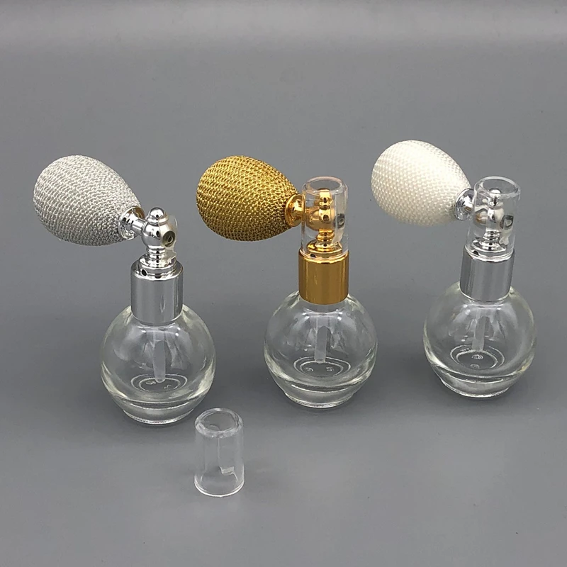 30Pcs 12ml Round Air Balloon Cosmetic Airbag Powder Spray Bottle Glass Empty Bottle 13mm Caliber Perfume Dispenser Packaging