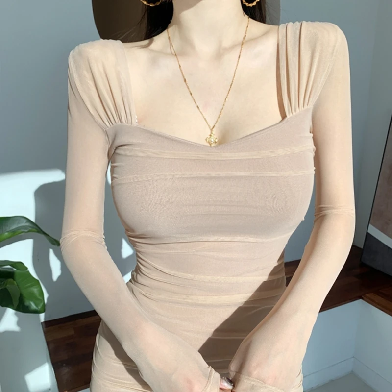 Dongda Gate Faionable confortable nouvelle femme longue Sve Me minceur Dr taille haute corps singe mettant en évidence jupe
