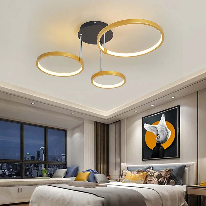 Imagem -03 - Criativo Preto Mais Ouro Moderno Led Lustre para Sala de Estar Quarto Estudo Decoração da Sala de Iluminação Lustre de Teto Regulável 110240v