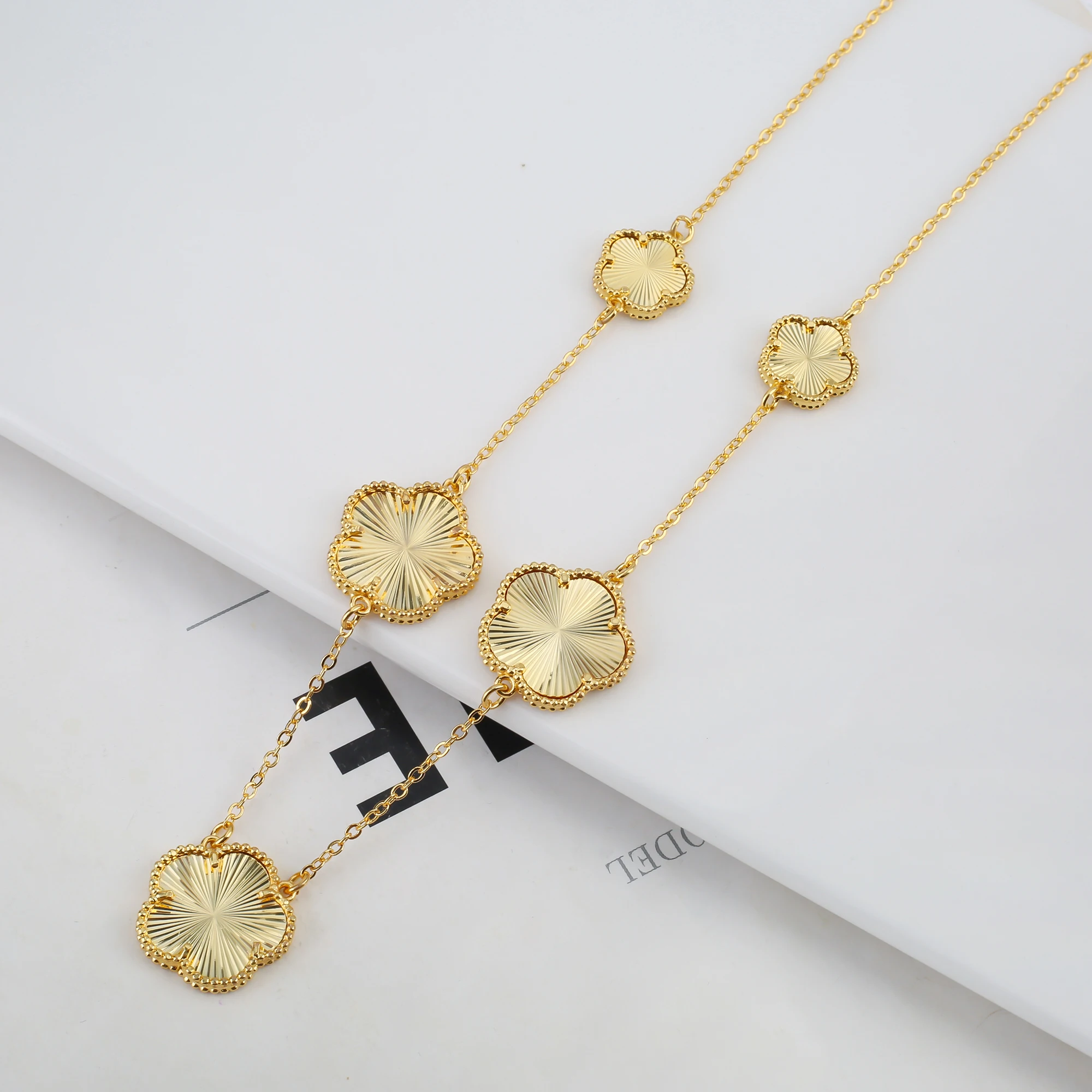 Women's Shiny Metal Plant Five Leaf Flower Set