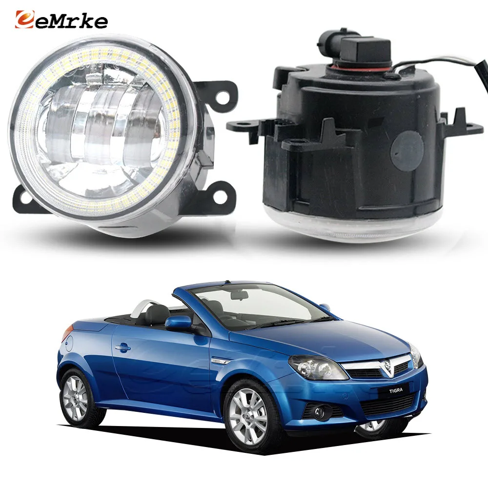 LED Fog Lights with Lens Angel Eyes DRL for Vauxhall Opel Holden Tigra TwinTop B X04 2004-2009 Front Bumper Car Fog Driving Lamp