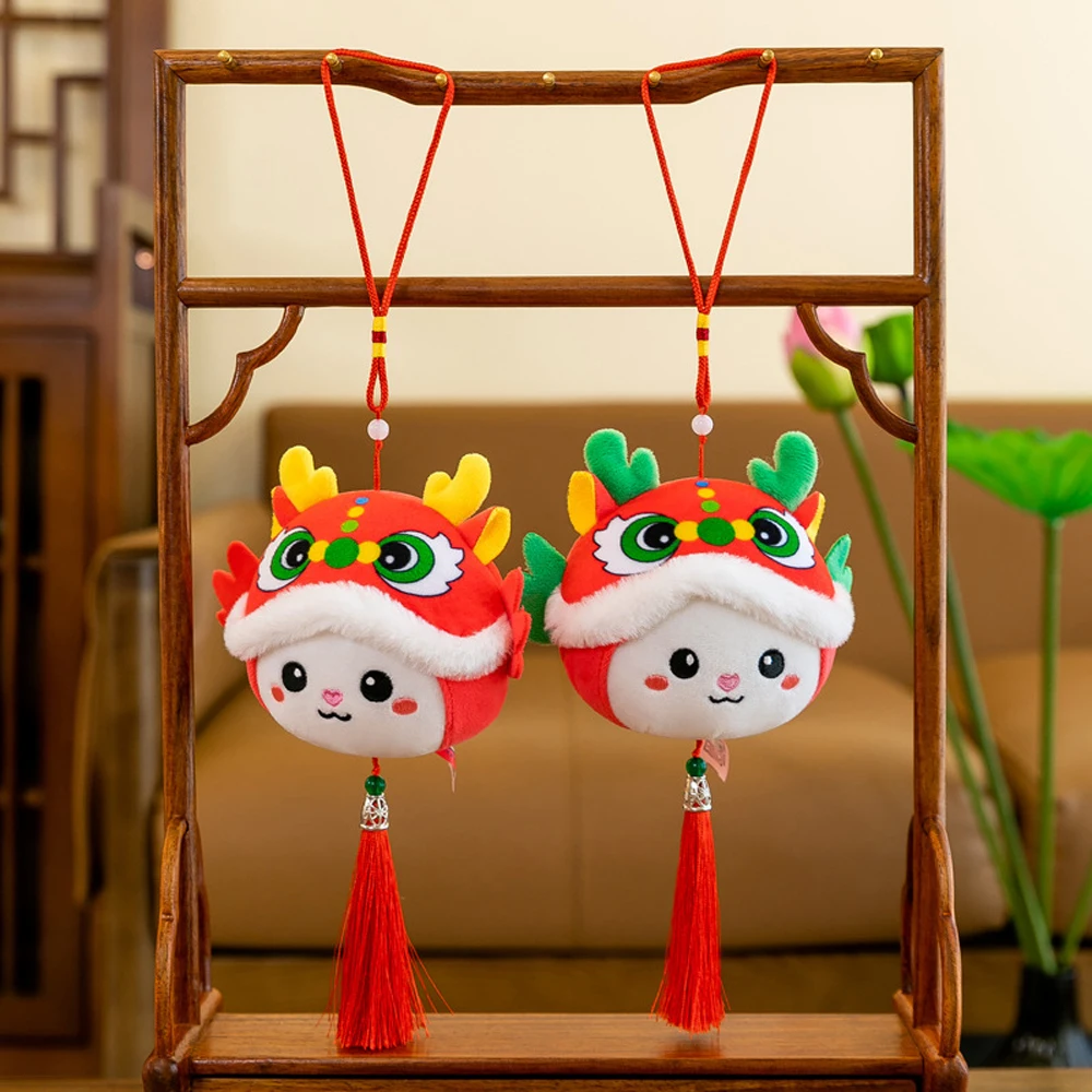 Jouet en peluche porte-bonheur pour les fêtes, joli pendentif porte-clés, mascotte du dragon beurre, cadeaux de mascotte, nouvel an chinois, vacances, 2024