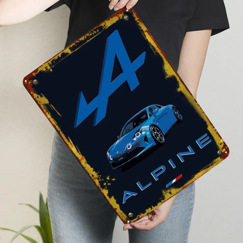 جبال الألب A110 ملصق جبال الألب A110 ملصق صفيح علامات سيارة ملصق جدار الفن جدارية علامة معدنية مخصصة ل جدار الفن الديكور بار المنزل #3