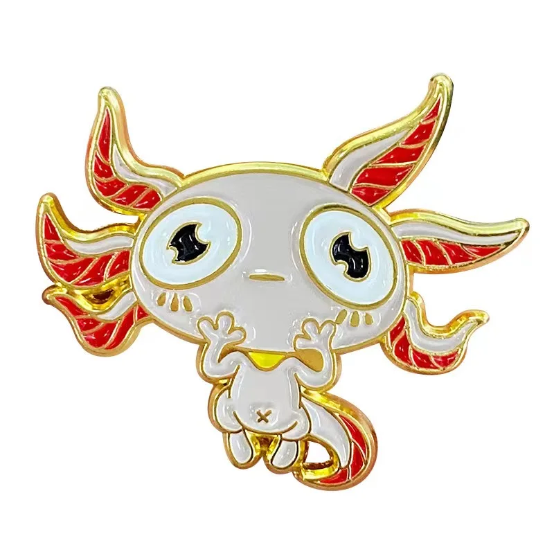 Cartoon Cute Axolotl Enamel Pin Kawaii Cute Animal Badge Brooch Student School Bag Pin Unique Jewelry Accessories Gift