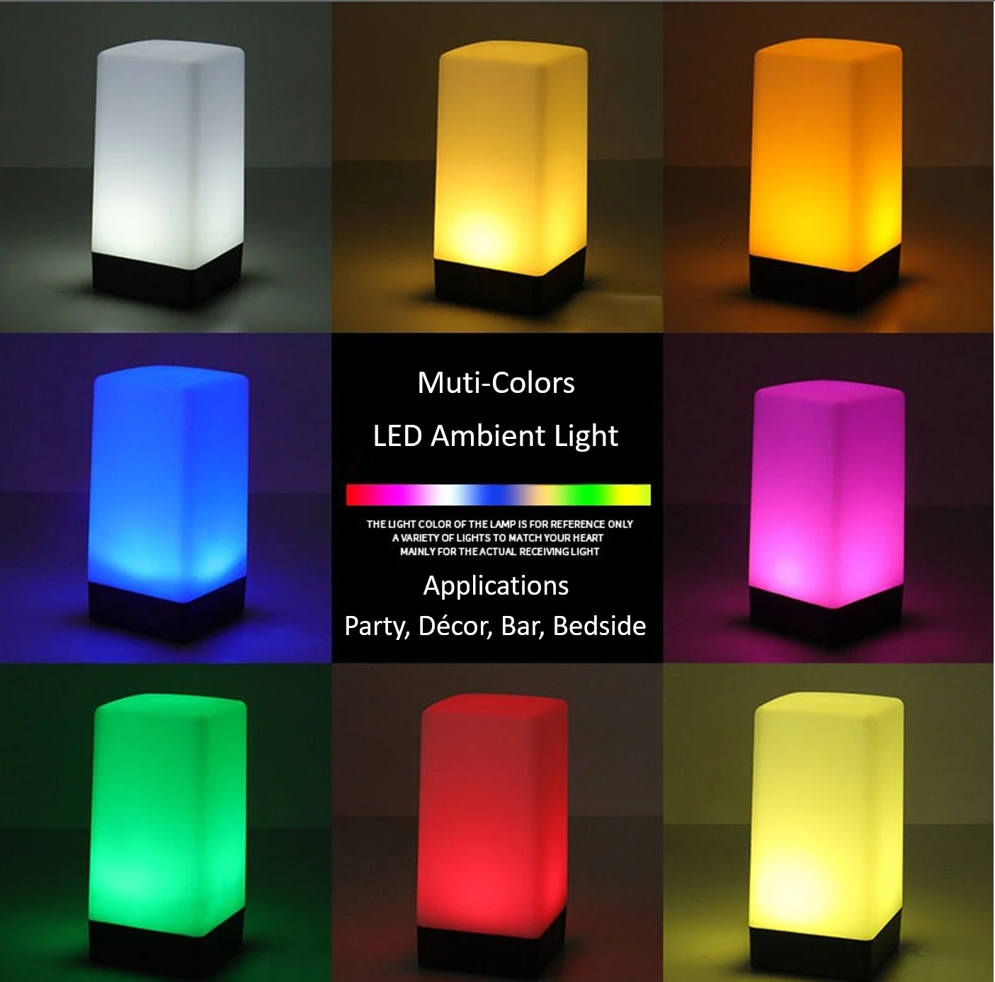 RGBW Anti-Impact Type-C Reachargeable Ambient LED Night Light Touch Control Multi-Shape Optional For Party, Decor, Bar, Bedside