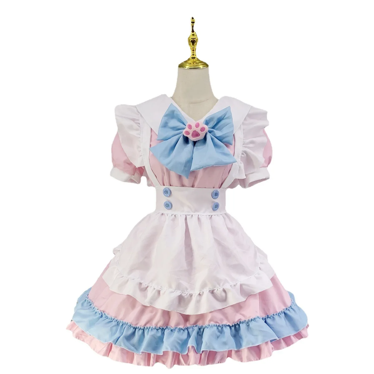 Disfraz de sirvienta Lolita, vestido colorido con lazo, Cosplay de talla grande, falda dulce suave para niña japonesa