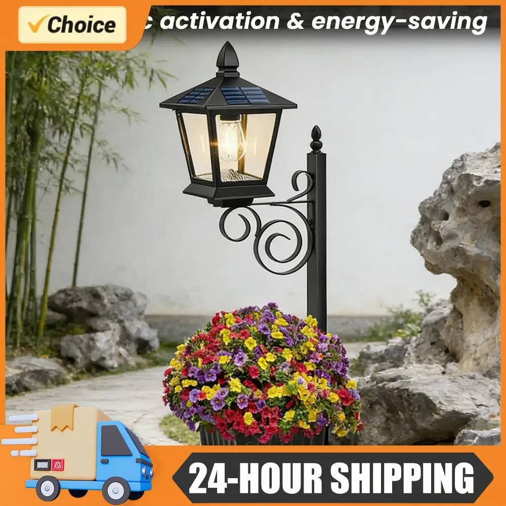 

2-in-1 Solar Planter Lamp 8-10 Hrs Long Lighting Outdoor Solar Planter Light for Outside Front Door Yard (No Flowers Included)