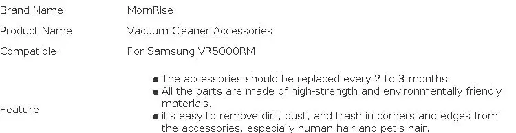 Accessories For Samsung VR5000RM Robotic Vacuum Cleaner Spare Parts Replacement kit Brush HEPA Filter Mop Cloth Consumables