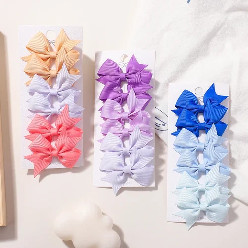 Imagen 2 del producto 10 unids/set lindos lazos hechos a mano con clips cinta sólida Bowknot pinzas para el cabello para lazos para el cabello de bebé accesorios para el cabello para niñas y niños