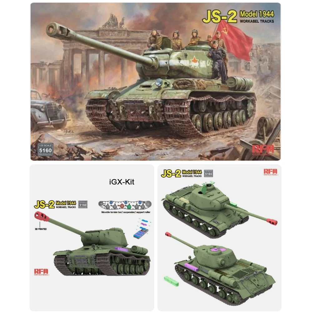 Rye Field 5160 1:35 Scale JS2 JS-2 1944 Tank w/Workable Track Links Vehicle Plastic Assembly Model Building Kit