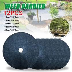 12Pcs New Tree Protection Weed Mats Ecological Control Cloth Mulch Ring Round Weed Barrier Plant Cover for Indoor Outdoor Garden