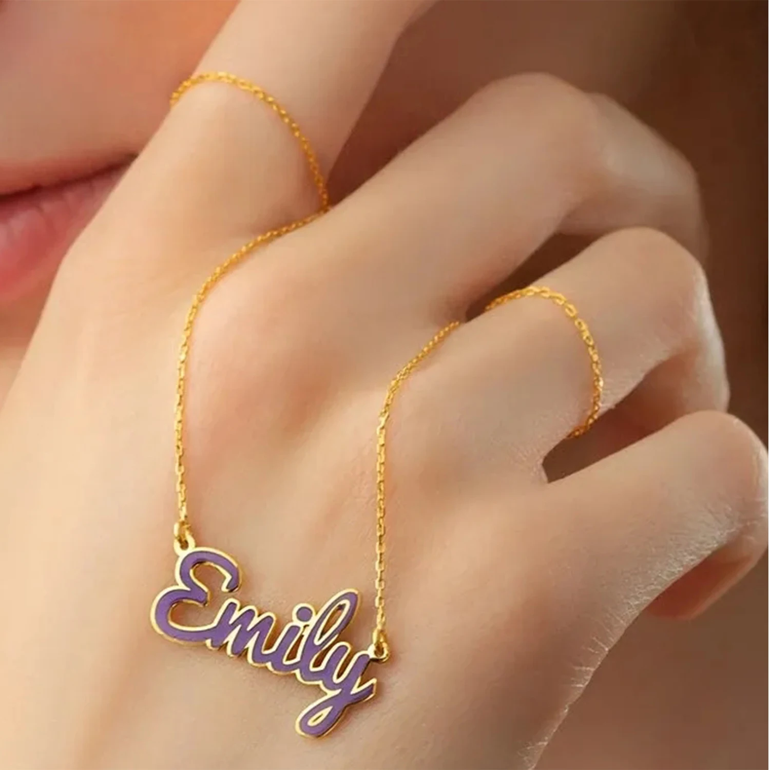 Custom Colorful Name Necklace Personalized Gold - Plated Jewelry With Vibrant Script Design Unique Fashion Necklaces Christmas