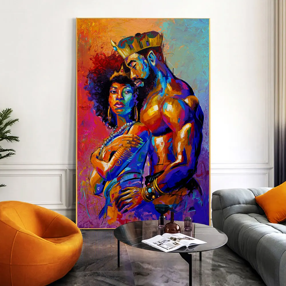 

Abstract Colorful African Queens and Kings Posters Couple's Canvas Painting Wall Art Pints Picture for Living Room Home Decor