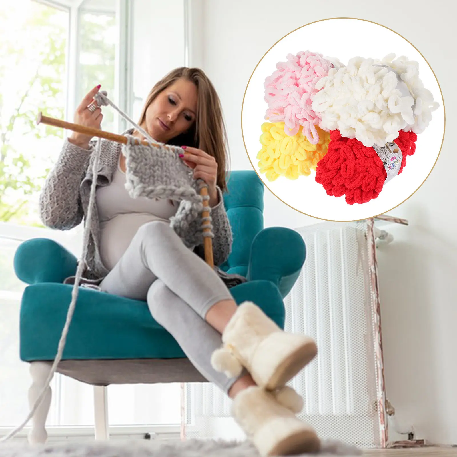 

4 Rolls Supple Braided Polyester Yarn for DIY Knitting Crochet Embroidery Weaving Home Handcrafts Pillows Rugs Decor Craft