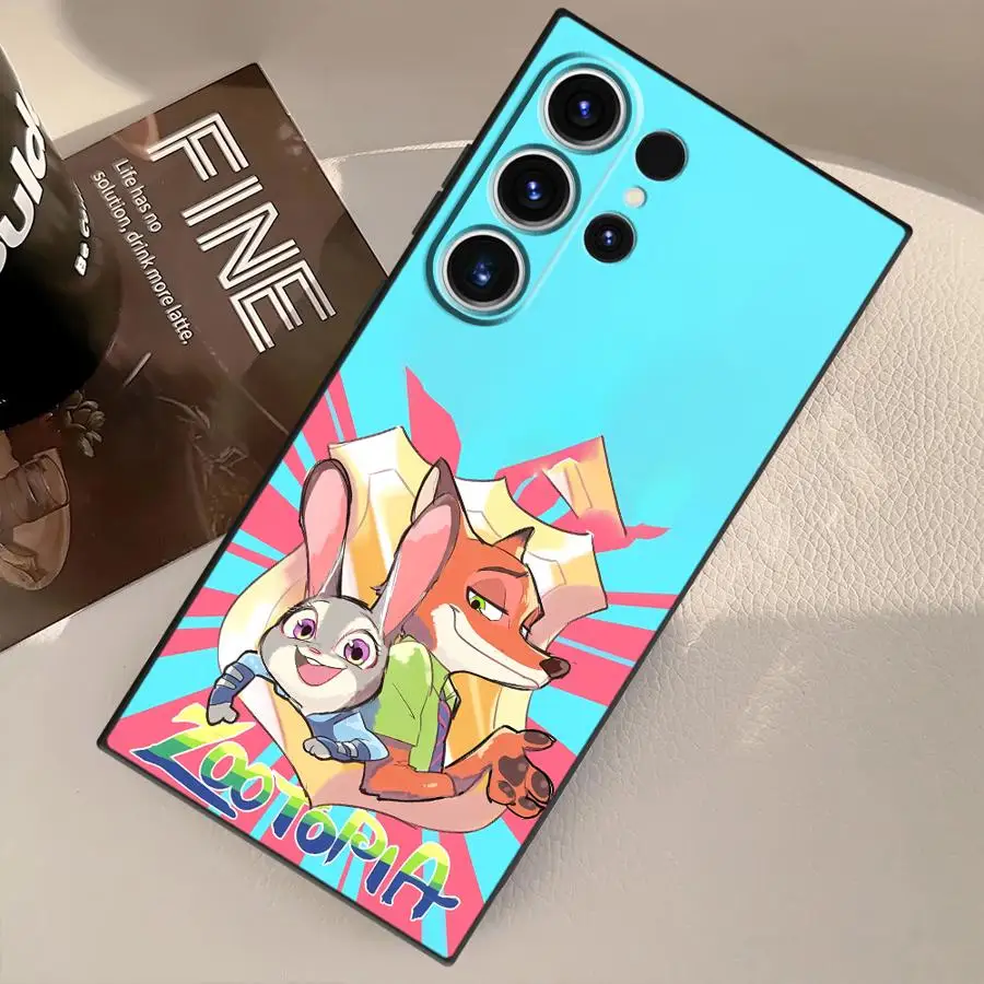 Disney Judy Nick Case for Samsung Galaxy S24+ S25+ S22 S24 Plus S20 S25 Ultra S21 S23 FE S9 Soft Back Phone Cover