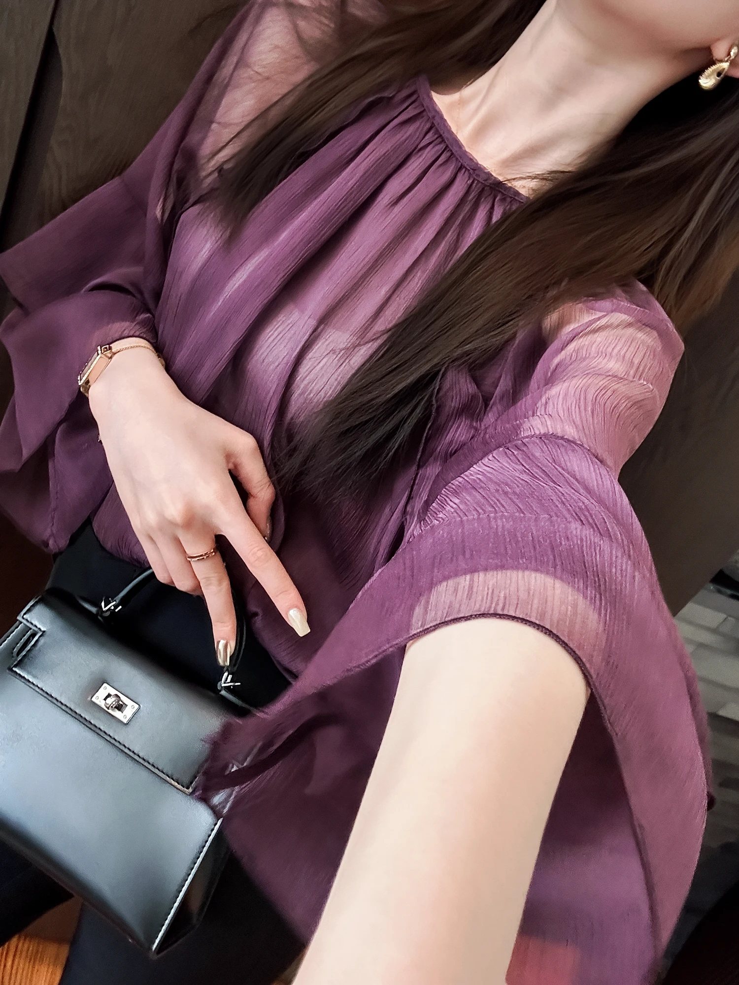 

Женская футболка You See Purple Top Commute: свободный крой, рукава-колокол, дышащая, удобная, для повседневной носки, с изящным дизайном