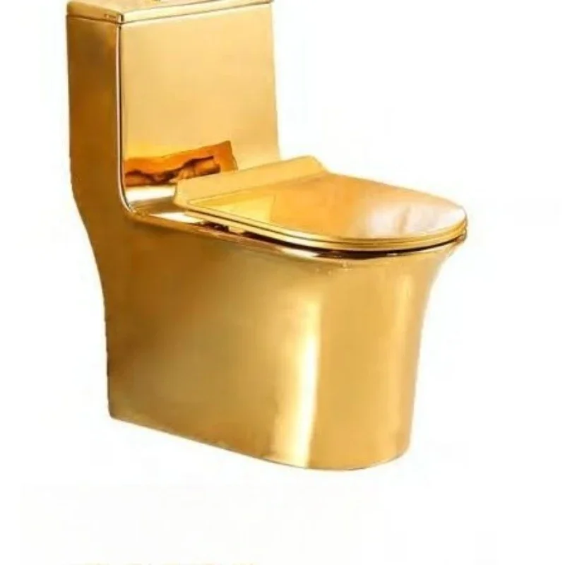 Gold toilet electroplated ceramic super swirl type water-saving deodorant luxury toilet color toilet