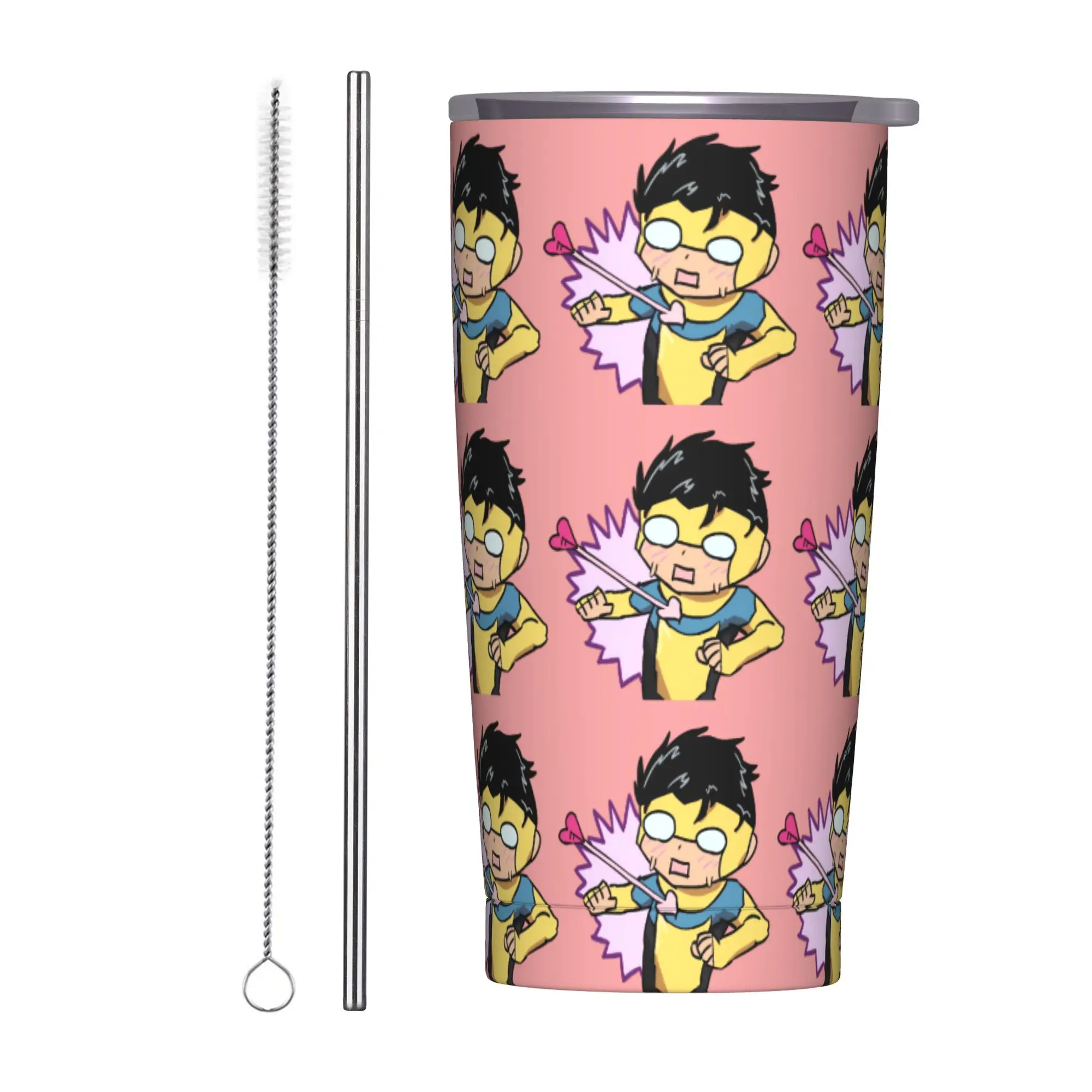 Stainless Steel Tumbler Anime Invincibles Car Mugs With Straws  Travel Hot Drinks Water Bottle Portable Thermal Cups