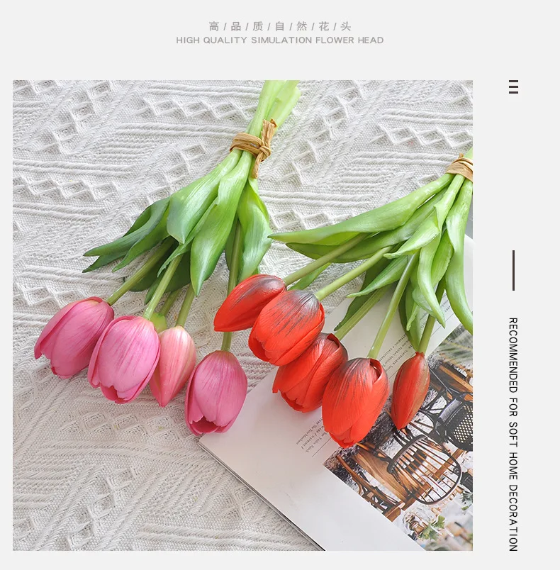 5 Stück/Blumenstrauß Mini neue Silikon-Tulpe 25 cm künstliche Blume Real Touch gefälschter Pflanzenstrauß für Hochzeitsdekoration Home Garen – Detail 17
