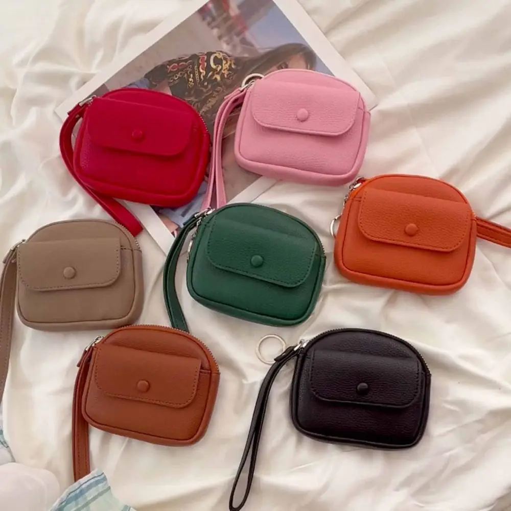 

Casual with Wrist Lanyard Handheld Wallet Korean Style Mini Zipper Coin Purse Earphone Pouch Clutch Small Item Bag Men