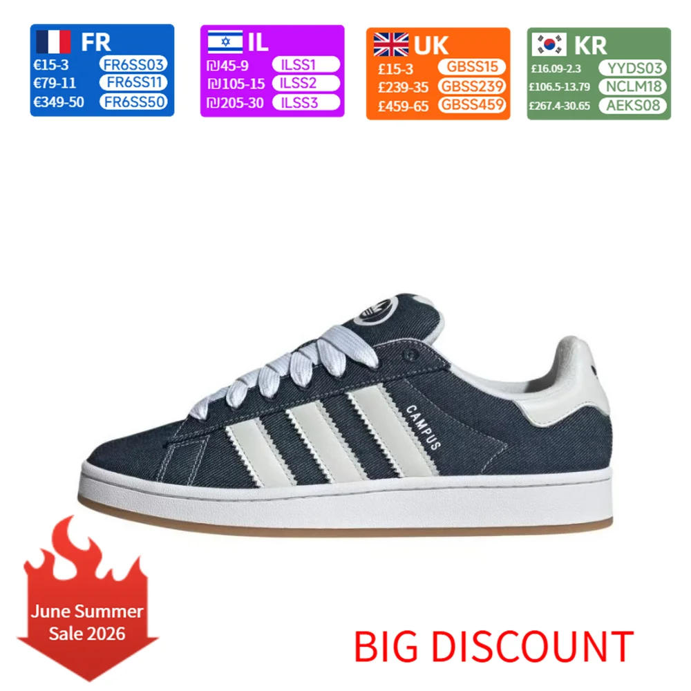 Adidas Originals CAMPUS 00s Night Cómodas zapatillas de skate bajas duraderas con suela fina para hombre azul y blanco JI3163
