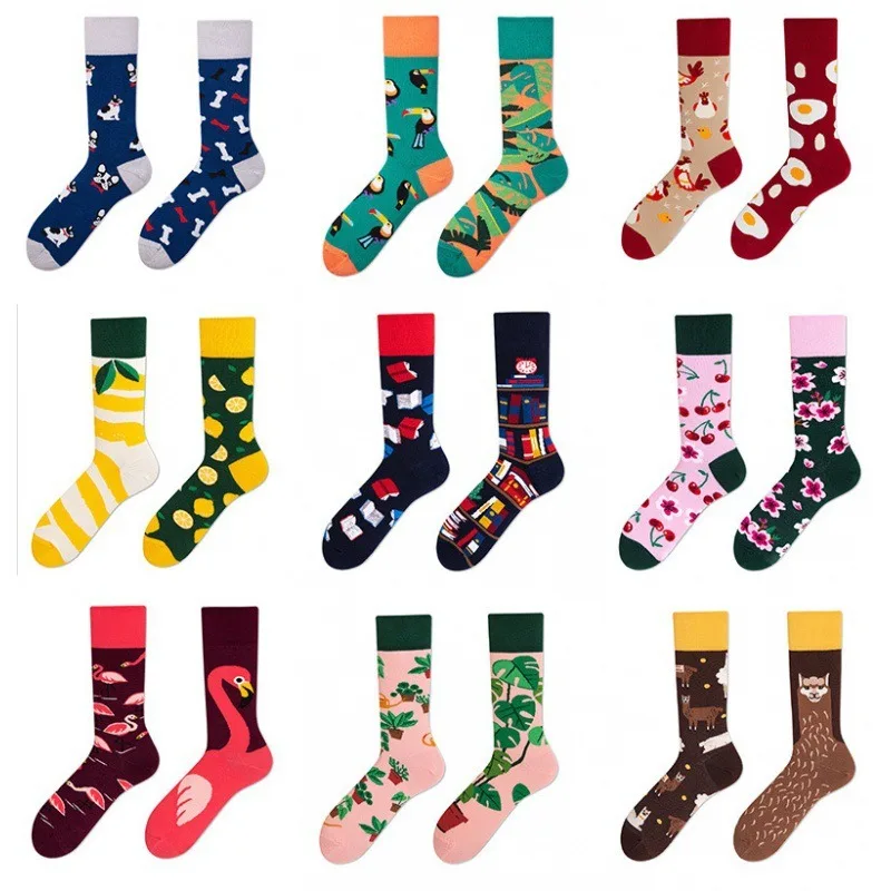 Men Women Novelty Fun Dress Socks Creative Colorful Couple Style AB Fashion Personality Trend Cartoon jacquard Cotton Crew Socks