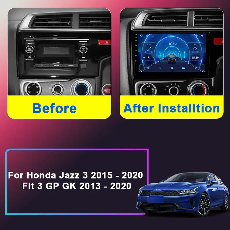 Head Unit Multimedia Player For Honda Jazz 3 2015 - 2020 Fit 3 GP GK 2013 - 2020 Android 15 Car Radio GPS Navigation Video Wifi view 2