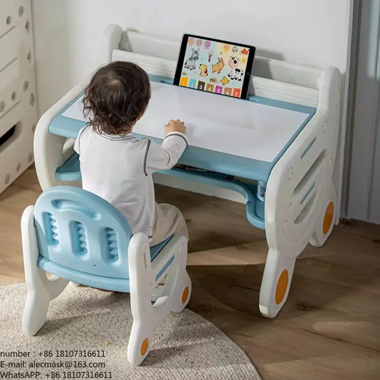 Children's Adjustable Height Drawing Infant Learning Chair and Table Set Toddler Table and Chair Children's Table and Chair Set