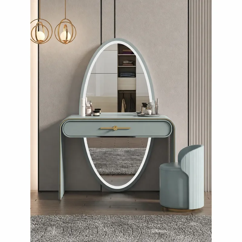 Solid Wood Dresser with Full Body Mirror Modern Simple Bedroom Storage Cabinet Small Apartment Light Luxury Integrated Design