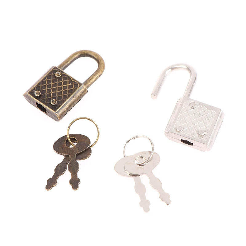 Mini Padlock with lock Retro Padlock for Notepad Diary Small Luggage Box Lock With Keys Zinc Alloy Suitcase Locker Hardware Set