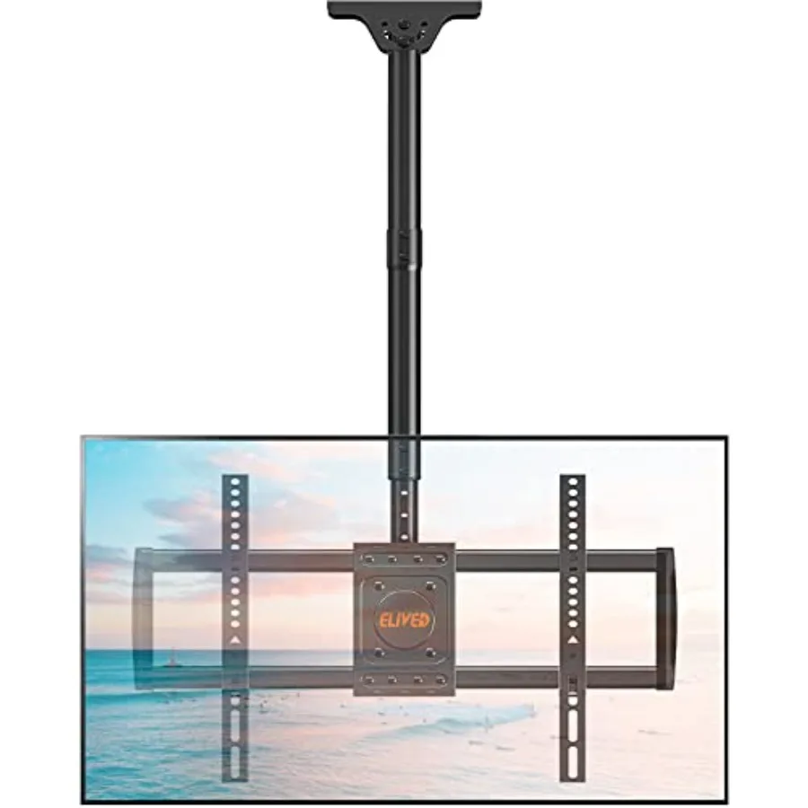 

Ceiling TV Mount for 37-75 Inch TVs Steel Black Height Adjustable Full Motion for Flat/Pitched Roofs Swivel/Tilt 110 lbs Capaci