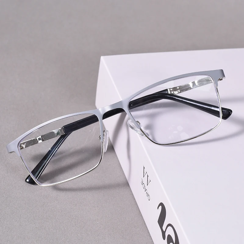 Männer Blau licht blockieren Lesebrille Doppel Farbe Metall Rahmen Computer Leser HD Objektiv Presbyopie Brillen + 125 + 175 + 225 + 275 + 4 – Detail 11