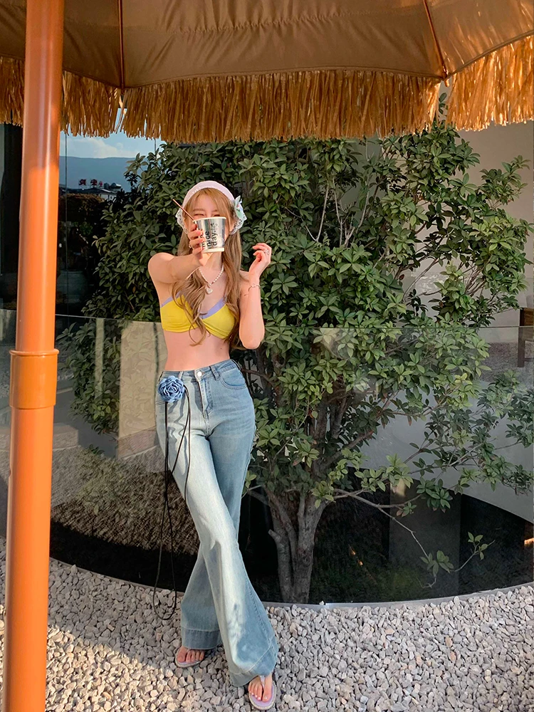 

Light Blue High Waist Casual Jeans Women's Spring Summer Autumn Winter Straight Leg Long Pants Slimming Effect 2025 New Style