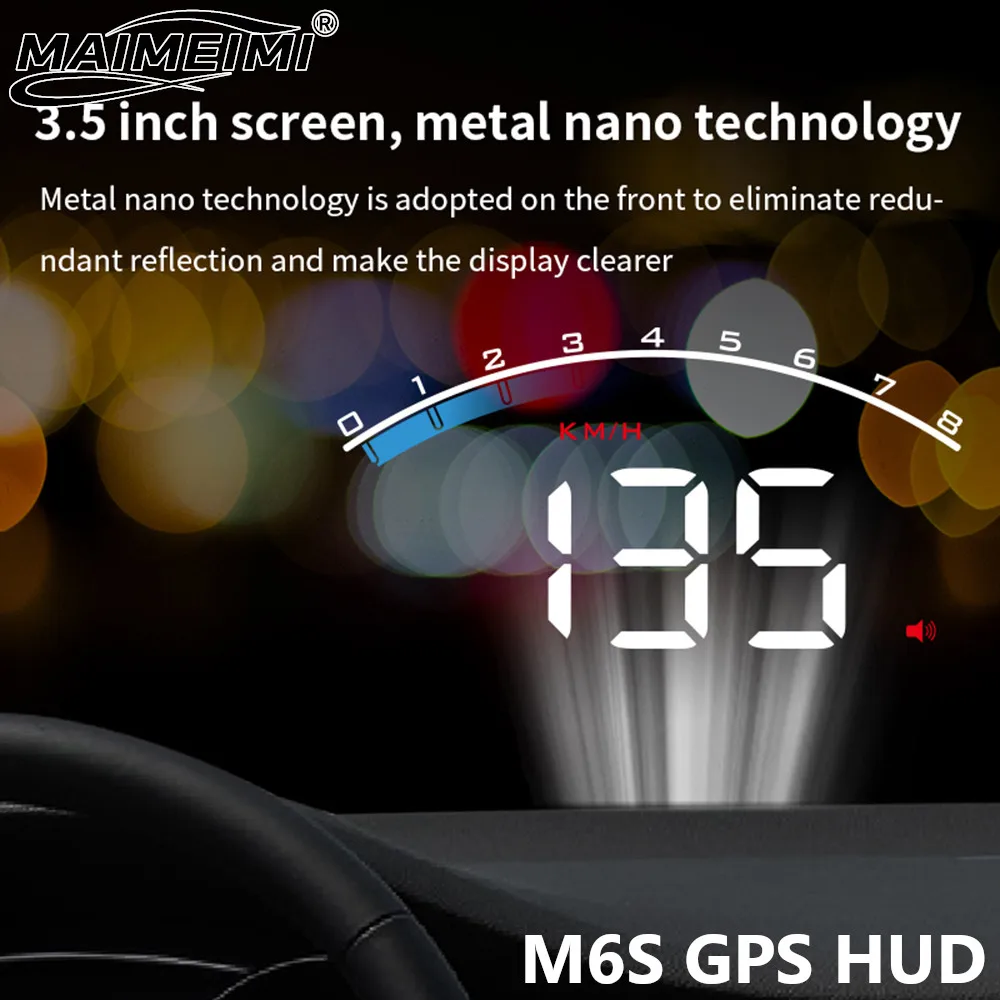 

OBD HUD M6S проекционный дисплей цифровой автомобильный спидометр проектор лобовое стекло бортовой компьютер об/мин вольт сигнализация температуры воды