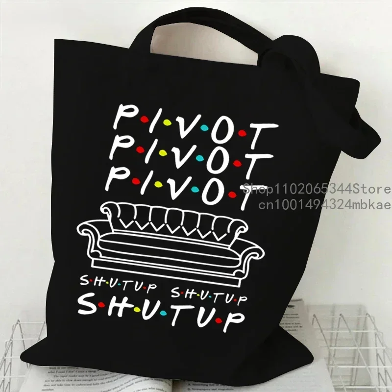 Pivot Shut Up Canvas Tote Bag Student Pivot Friends TV Show Shopping Bag Women Firend Graphic Casual Handbag Side Bag for Ladies