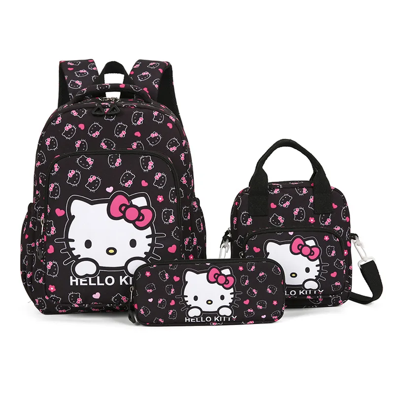 

4pcs student backpack fashion cartoon pencil case shoulder messenger bag Sanrio hello kitty kuromi school bag cartoon backpack