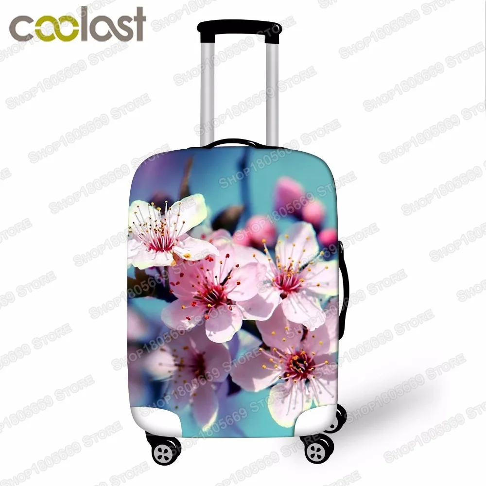 High Elastic Luggage Protective Cover Beautiful Flowers Print Travel Accessories For 18-32 Inch Luggage Carrier Suitcase Cover