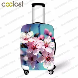 Capa protetora para bagagem de alta elasticidade, acessórios de viagem impressos de flores bonitas para bagagem de 18-32 cabeças, capa de mala de transporte