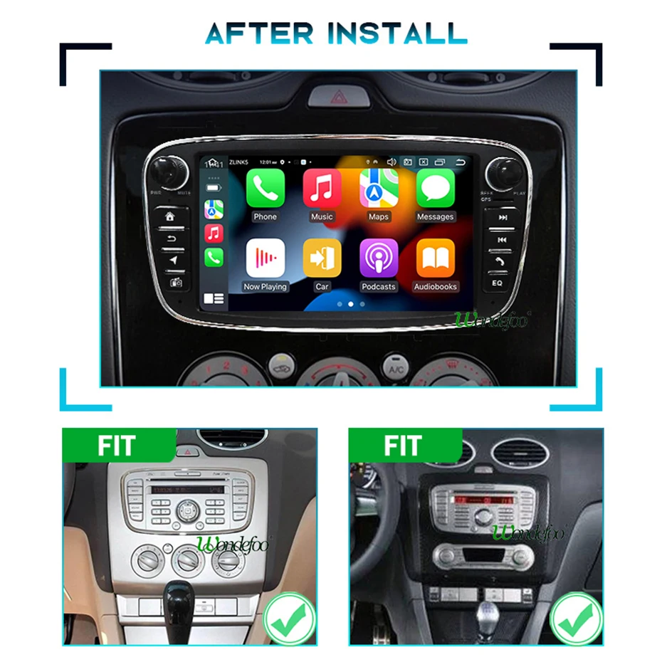 Wireless Carplay Android 12 Car Radio GPS For Ford Focus 2006-2002 Auto Stereo Multimedia Player 2 Din Autoradio BT Bluetooth