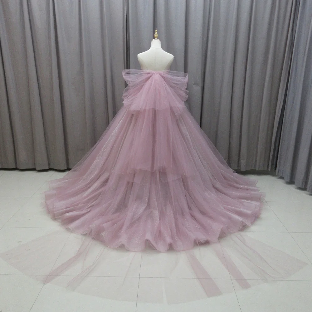 Pink Strapless Ball Gown Quinceanera Dresses With Belt Lace Tulle Formal Birthday Party Gowns vestidos de 15 años quinceañeras