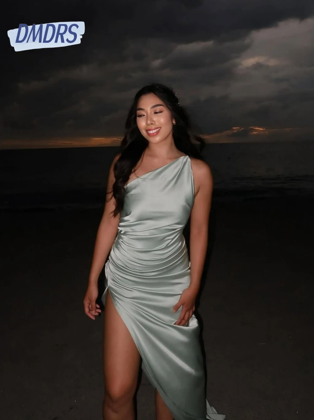 

Chic One Shoulder Sexy Evening Dress Beach Pleated High Slit Cocktail Gown Customized For Women Modern Simple New Arrival