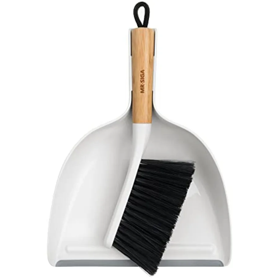 

Dustpan and Brush Set Portable Cleaning Brush and Dustpan Combo with Bamboo Handle White 1 Set