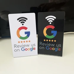 NFC 215 Programmable for Google Review Acrylic Stickers Card NFC Station Table 13.56Mhz Waterproof NFC Review Card