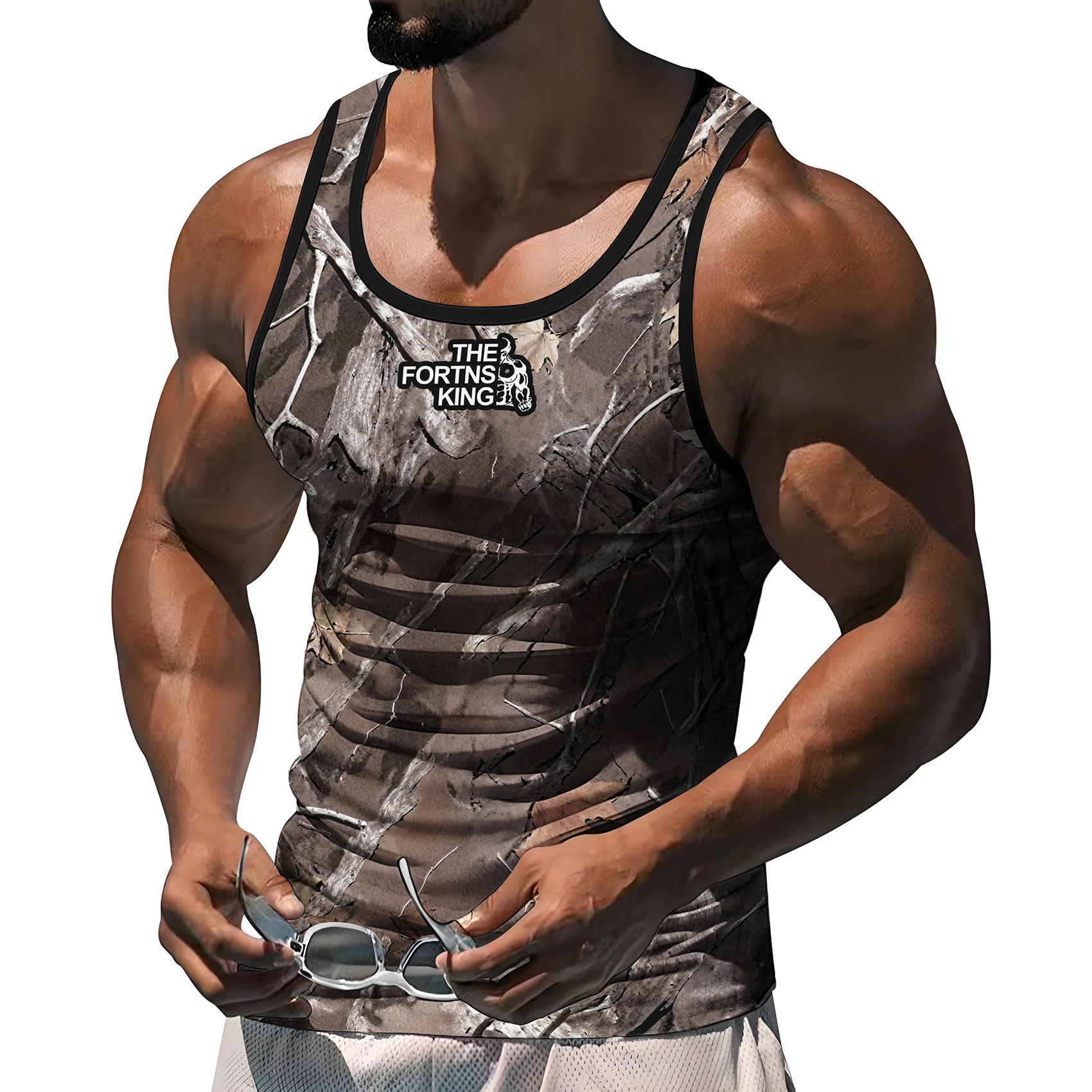 

Summer New Camouflage Printed Men's Vest Outdoor Sports Fitness Vest Casual Fashion Beach Vacation Sleeveless Oversized T-shirt