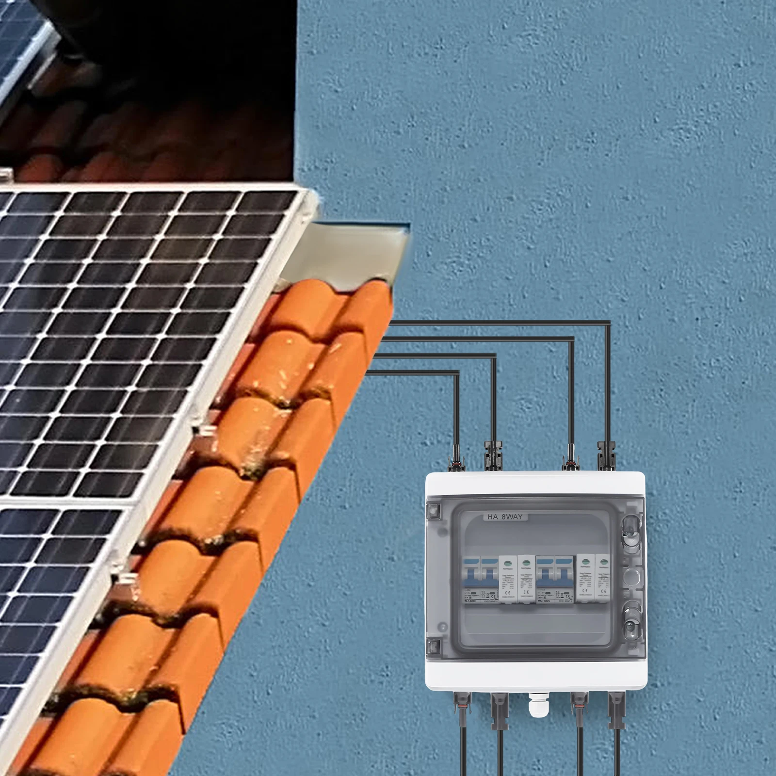 2 in 2 out 40A Solar Combiner Box IP65 Waterproof with DC Breaker & Surge Lightening Protection 1000v for PV System