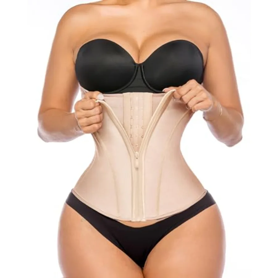 

YIANNA Waist Trainer for Women Latex Underbust Tummy Control Waist Cincher Corset Hourglass Body Shaper Zipper and Hooks