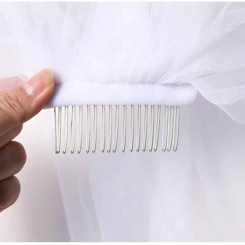 Bridal Lace Embroidery Hollow Out Flower White and Ivory Veil Drop Wedding with Hair Comb
