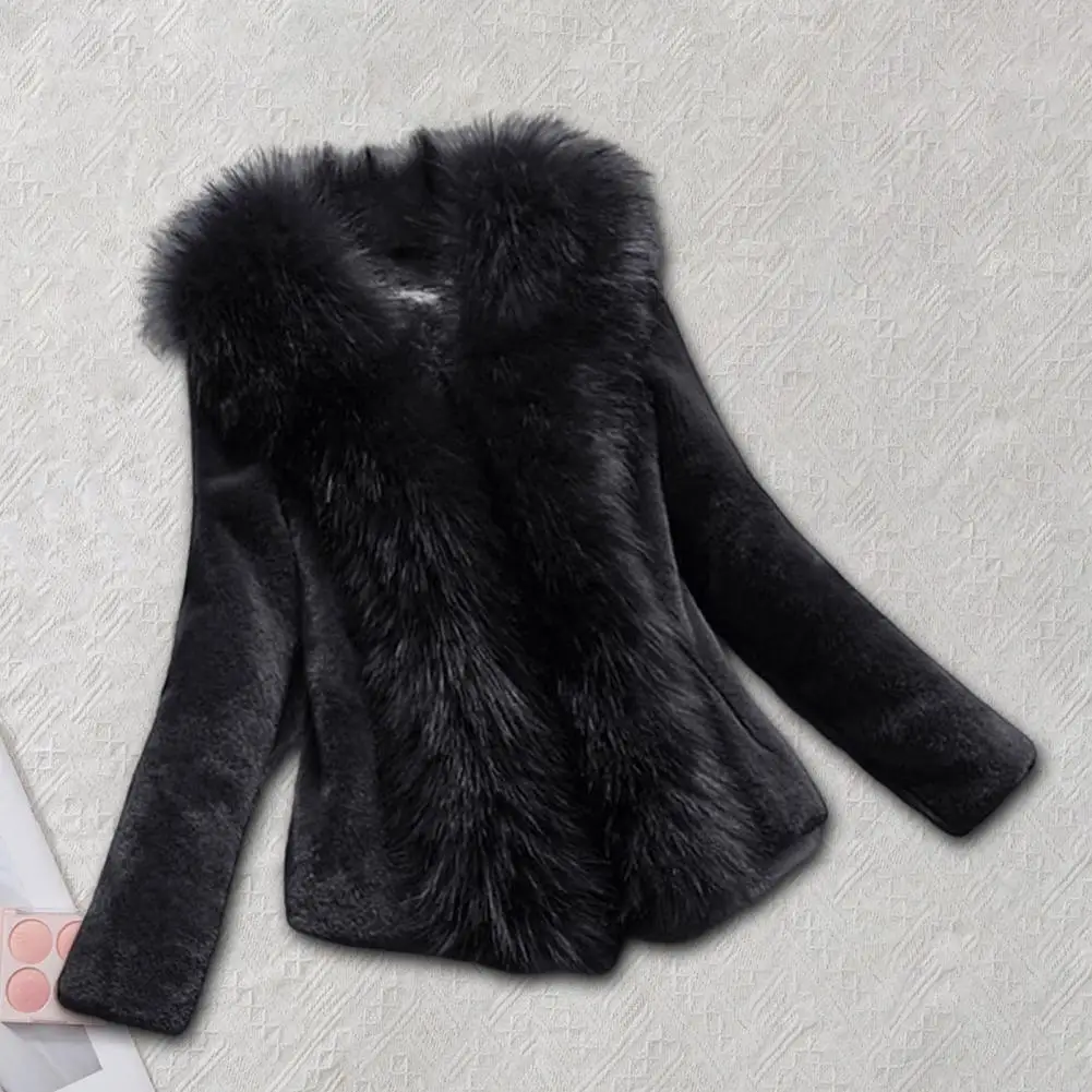 Women Thickened Coat Luxurious Faux Fur Winter Jacket with Heat Retention for Women Elegant Long Sleeve Coat for Home Office