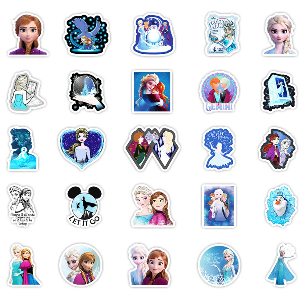 10/30/50pcs Disney Moive Frozen Elsa Stickers Anime Cute Princess Decoration Decals Toy Aesthetic Kawaii Girl Kids Sticker Gifts